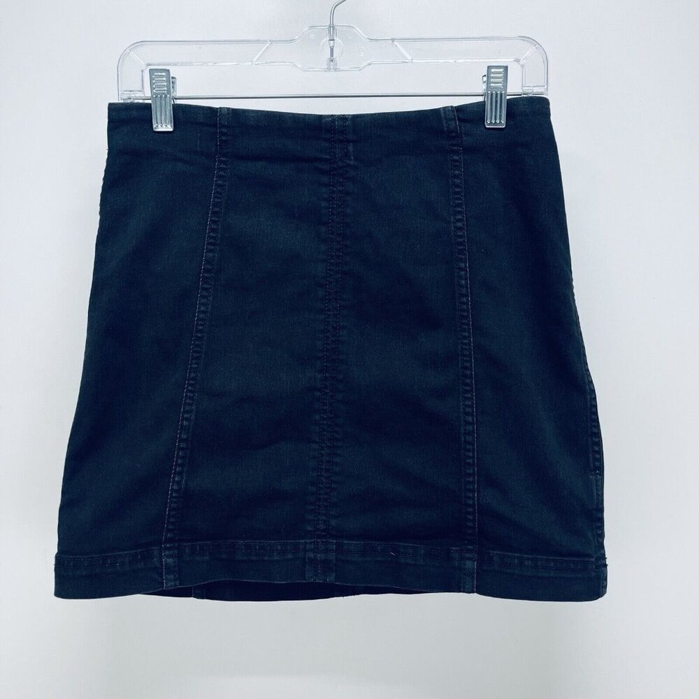 Free People Skirt Size 6 Women’s Denim Jean Mini Paneled Zíper Black